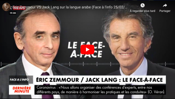 Énorme clash en direct entre Éric Zemmour et Jack Lang sur la langue arabe - VIDEO
