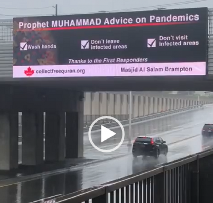 Canada : Des panneaux routiers affichent les recommandations du Prophète en cas d'épidémie - VIDÉO