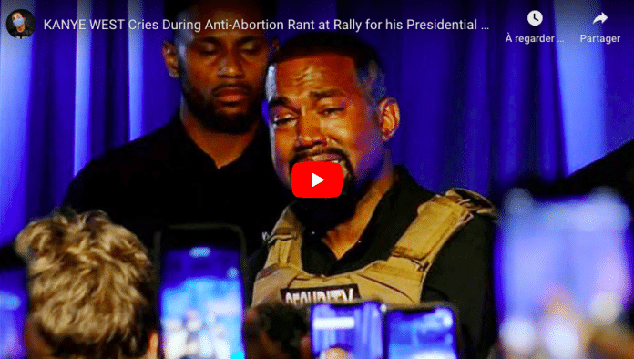 Présidentielles US Kanye West fond en larmes lors de son premier meeting