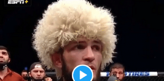 Khabib Nurmagomedov gagne son dernier combat et déclare au journaliste : "Al HamdouliLLah"