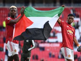 Angleterre - Paul Pogba brandit le drapeau de la Palestine après un match de Premier League - VIDEO