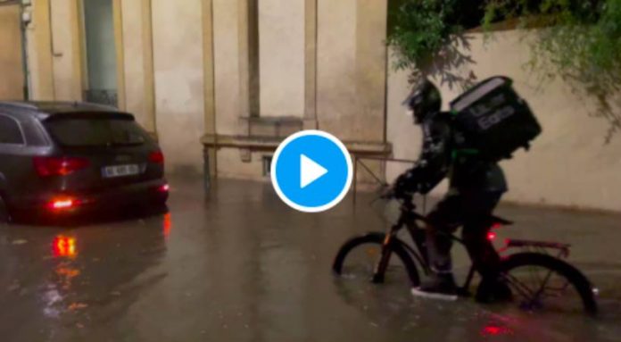 Montpellier un livreur Uber Eats livrant un repas dans les rues inondées provoque l’indignation - VIDEO (1)