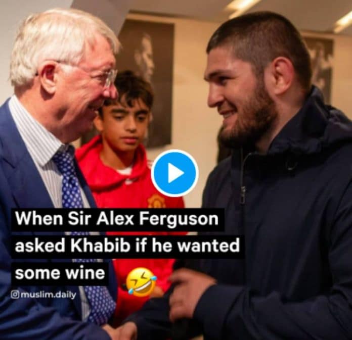 « Si je bois, je vous tabasse tous ! » Khabib Nurgomedov refuse un verre de vin d’Alex Ferguson devant Patrice Evra et Usain Bolt - VIDEO (1)