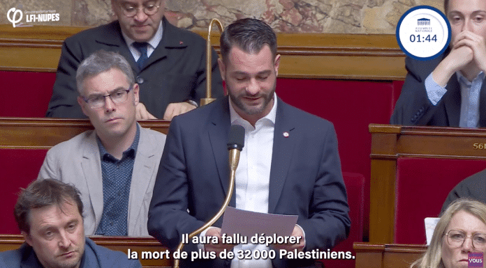 Discours de Florian Chauche dénonçant la complicité de la France à Gaza