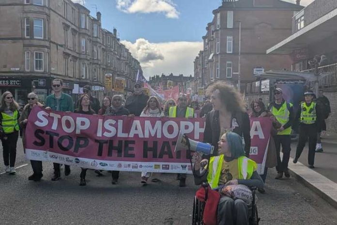 SUTR manifestation contre islamophobie Glasgow